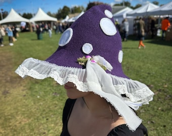 Mushroom Hat Fairy Hat Renfaire Toadstool Hat Witch  Cosplay Larp