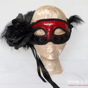 Masquerade Mask Black Masquerade Party Mask Red Dance Mask Costume Ball Black Mask