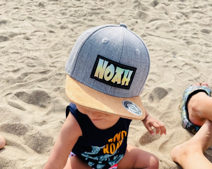 Wild Style -Custom Infant Toddler Youth Snapback Hat (Baby Customizable Accessories) / Personalized Name Hat Child / Vegan Leather Patch