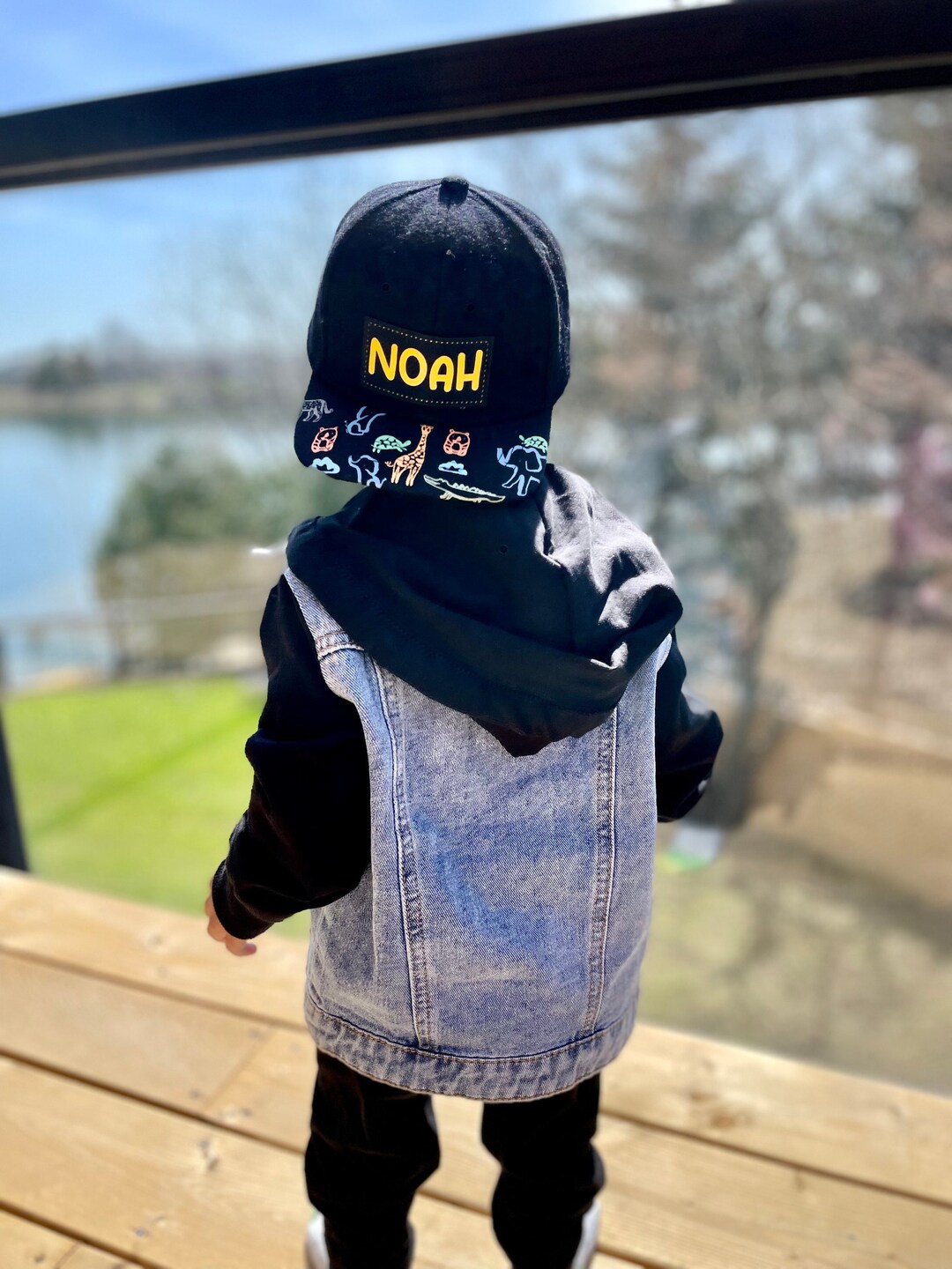 Personalized Safari Animal Snapback Hat – Vegan Leather Patch - Etsy