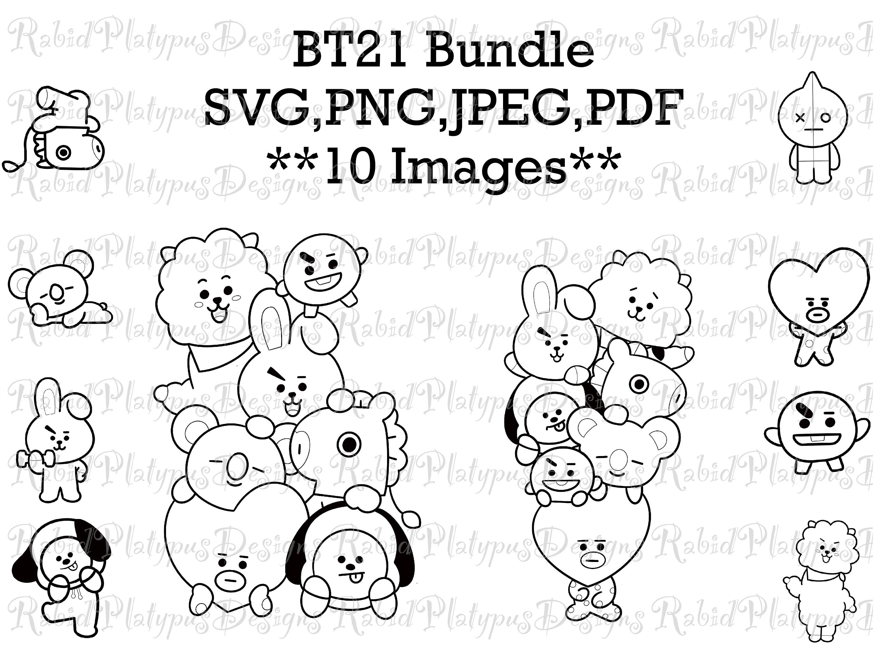 BT21 Bundle svgpngpdfjpeg descarga instantánea Etsy México