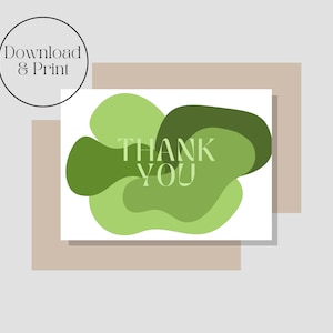 Thank You Greeting Card, Instant Download, Download and Print, Folding card, Tent Card, Green Paint Splatter, Groovy