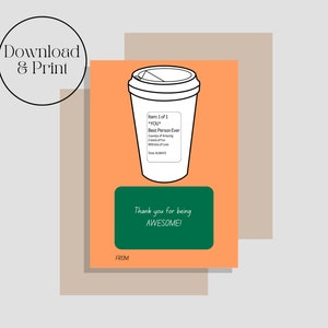 To-Go-Kaffee-Getränk-Anhänger, Kaffee-Geschenkkarte, Dankeschön-Grußkarte, Kaffeetasse, Lehrer, Mitarbeiter-Anerkennung, Danksagung Dankbarkeit