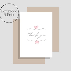 Love Line Thank You Greeting Card, Heart, Pink, Love, Valentines Day, Relationship, Loved One, Appreciation, Simple, Minimalistic