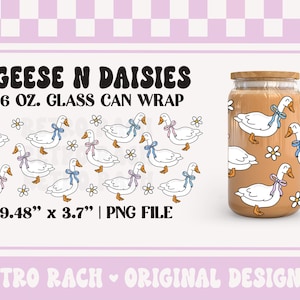 Spring Goose Spring Cup Wrap-mapp - 473 ml. Libbey glasburkdesign för sublimering - retro och trendig originalkonst