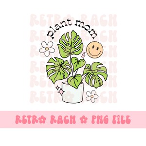 Planta mãe PNG - design retro de sublimação de rosto feliz - download instantâneo de planta moderna