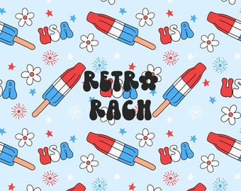Patriotic popsicle seamless repeating pattern - retro sublimation design for fabric