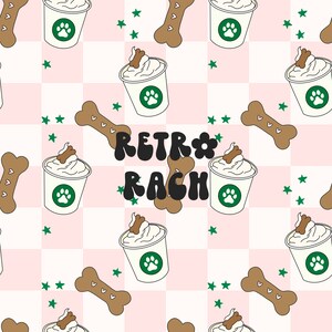 Valp dessertkopp sömlöst upprepande mönster - retro tygdesign för sublimering