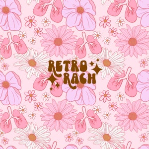 Boho blommiga lungor sömlöst upprepande mönster - retro 70-talsinspirerad jpg designfil - trendig hälsovårdsdesign