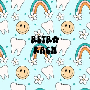 Patrón de repetición dental sin costuras - diseño de tejido retro para sublimación - descarga instantánea