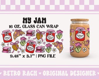 My Jam Cup Wrap file - 16 OZ. Libbey Glass Can design for sublimation - retro and trendy original art