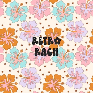 Hibiscus seamless repeating pattern - retro fabric design for sublimation