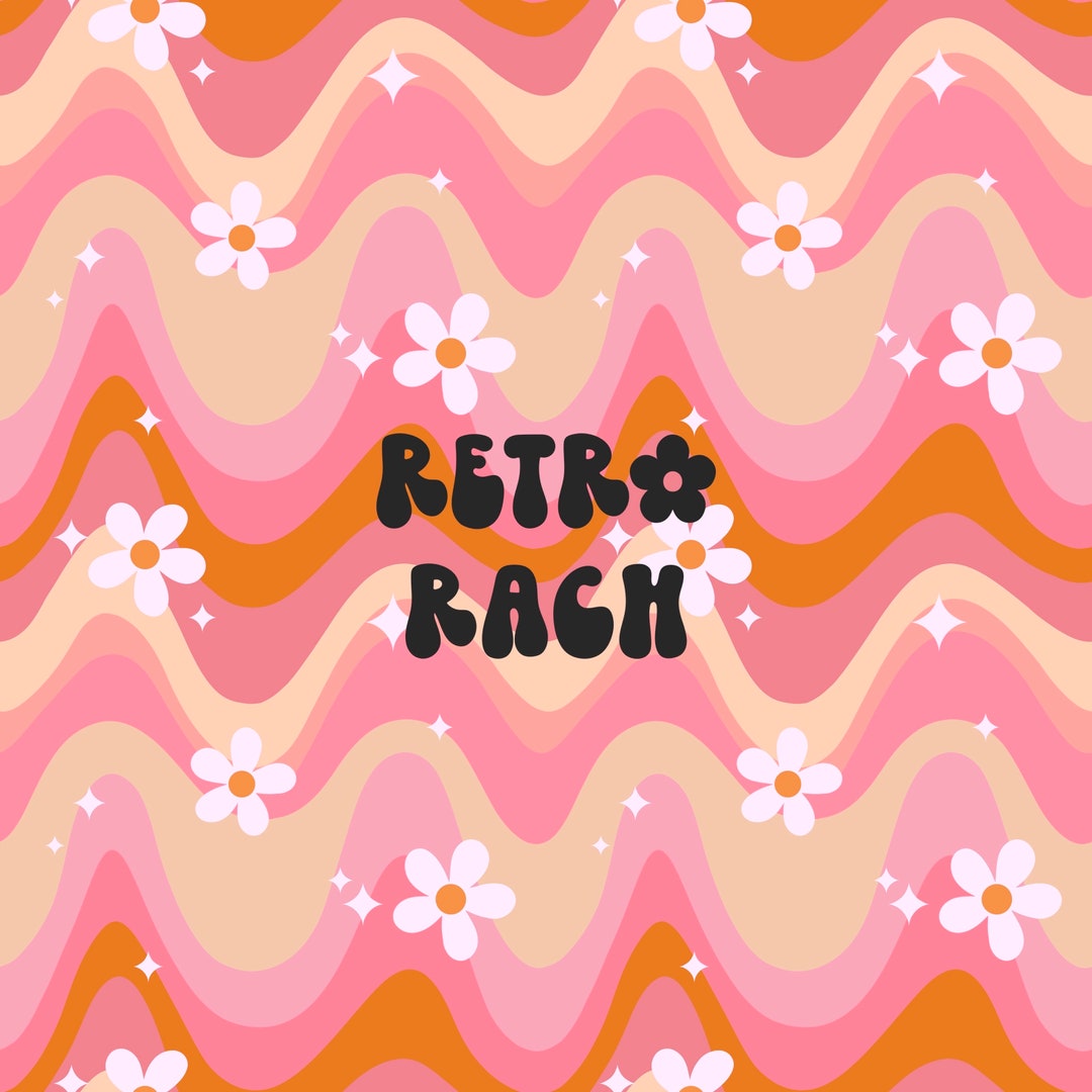 Retro Wave Daisies Seamless Repeating Pattern - Retro Floral Fabric ...