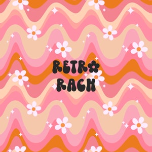Retro wave daisies seamless repeating pattern - retro floral fabric design for sublimation