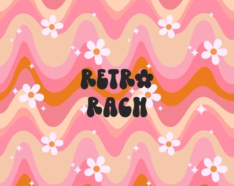 Retro wave daisies seamless repeating pattern - retro floral fabric design for sublimation