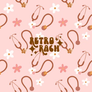 Boho stetoskop sömlöst upprepande mönster - retro omvårdnad jpg-fil - sublimeringsdesign