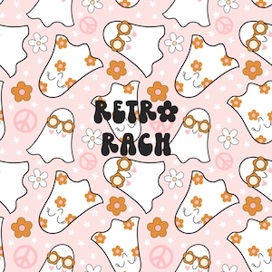 Ghost seamless repeating pattern - retro fabric design for sublimation