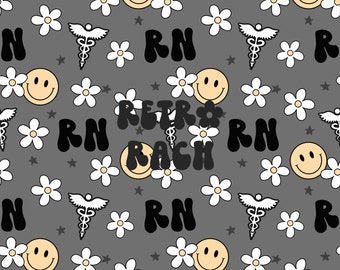 Registered nurse seamless repeating pattern - retro fabric design for sublimation
