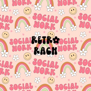 Social work seamless repeating pattern - retro fabric design - instant download