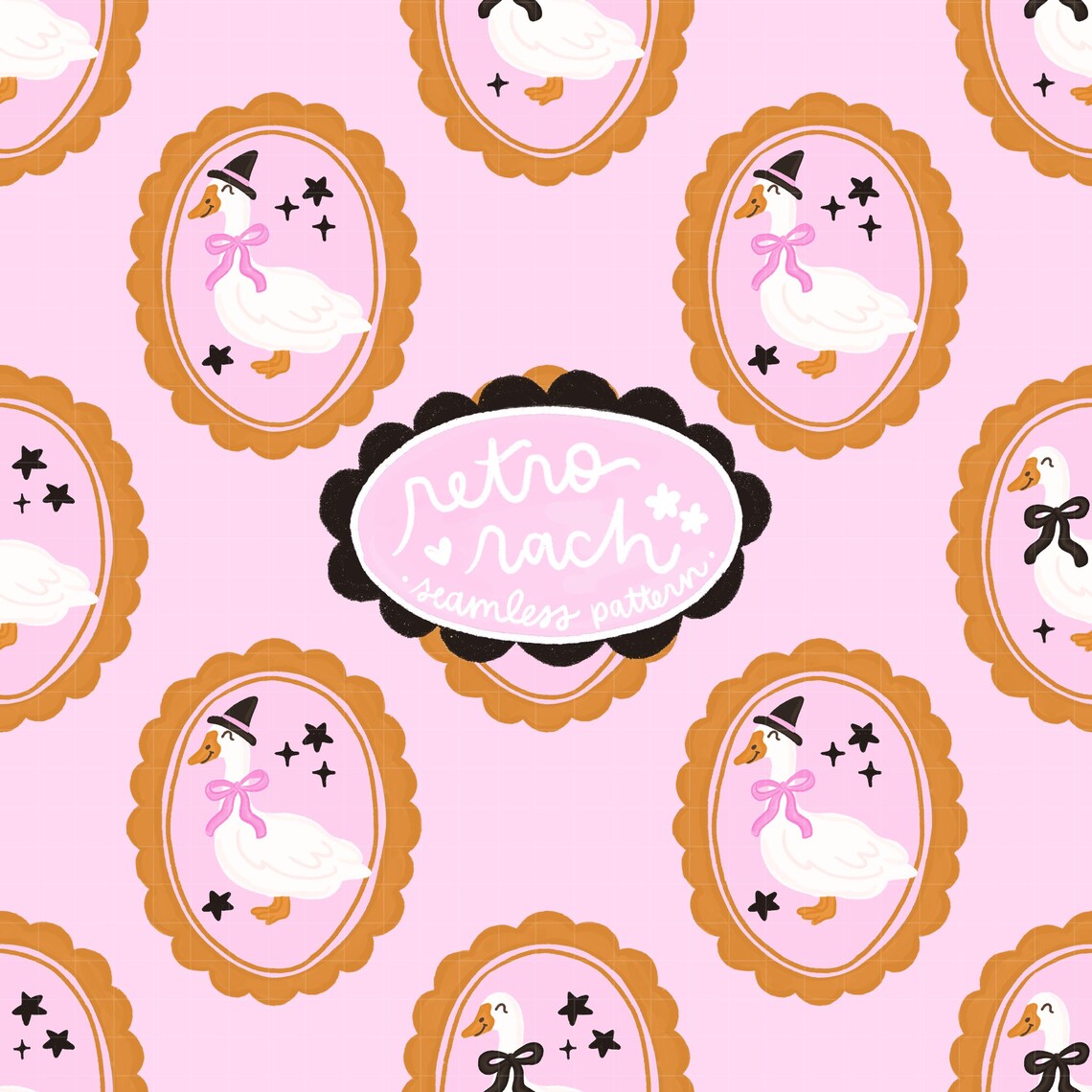 Spooky Halloween Geese Bows Seamless Pattern - Retro Fall & Halloween ...