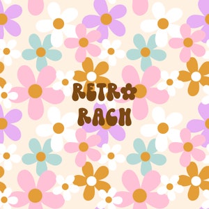 Retro Daisies seamless repeating pattern - retro floral fabric design for sublimation