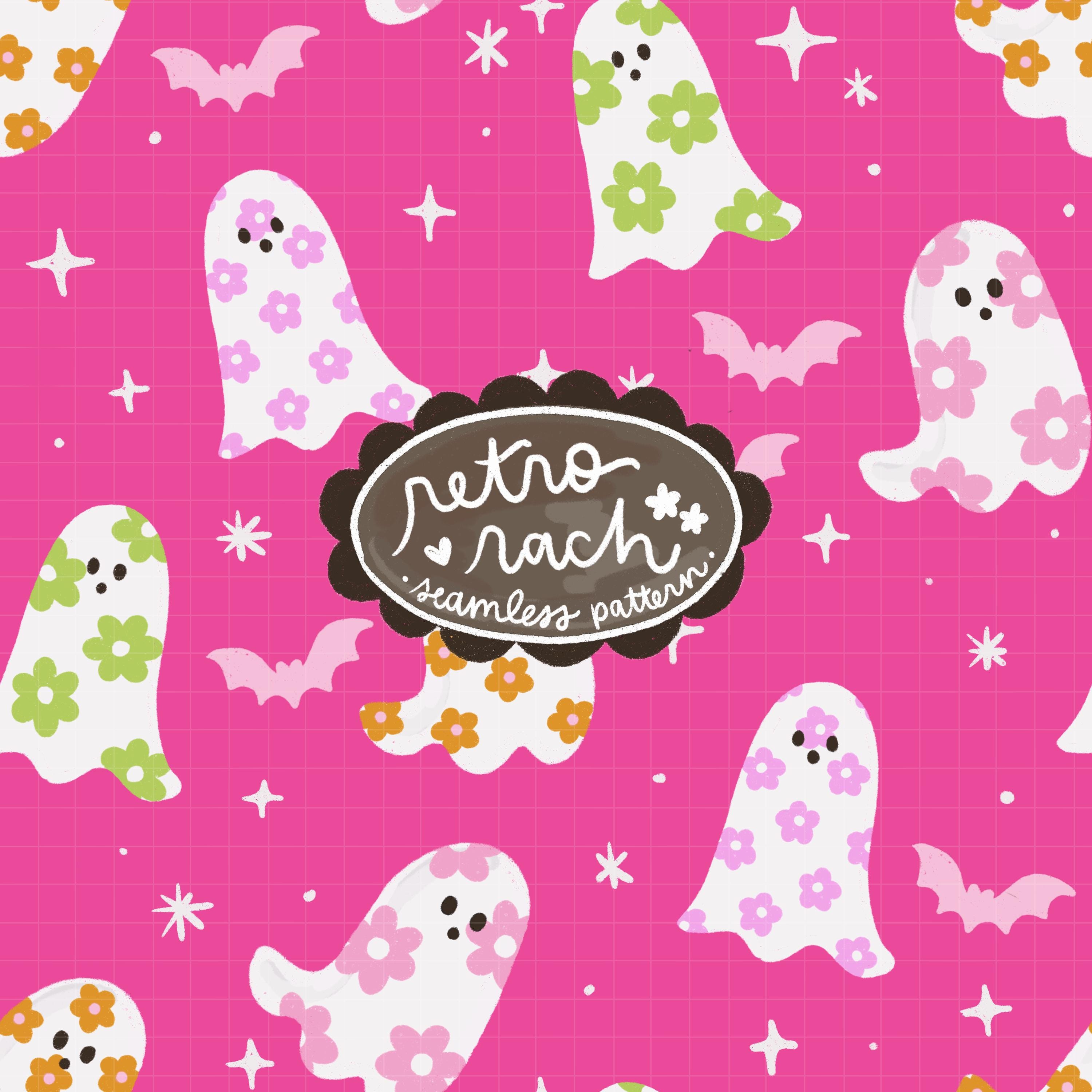Retro Ghosts Seamless Pattern - Retro Fall & Halloween Fabric Design ...