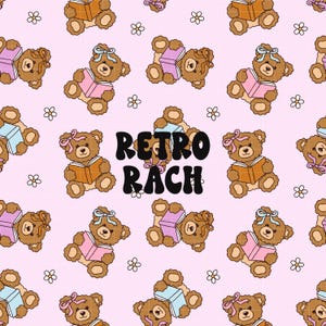 Bokälskare Seamless Pattern - retro kokett tygdesign för sublimering - cottagecore