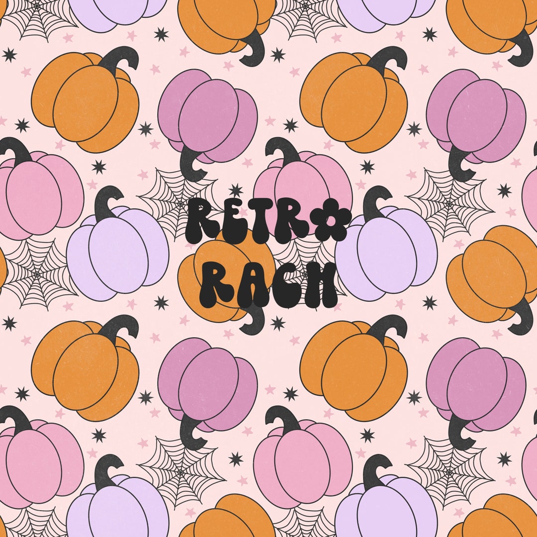 Halloween Pumpkins Seamless Repeating Pattern - Retro Fabric Design for ...