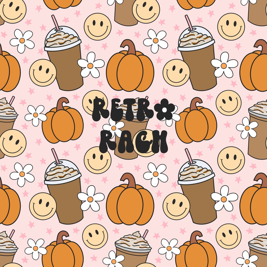 Pumpkin Spice Seamless Repeating Pattern - Retro Fall Fabric Design for ...