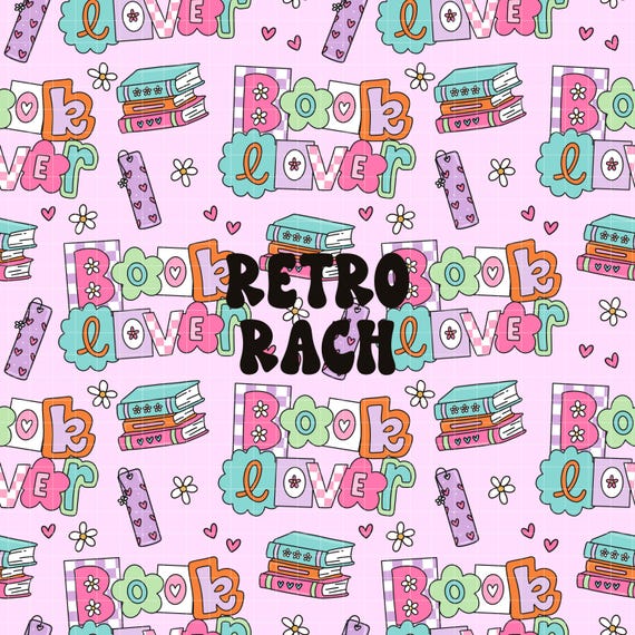 Book Lover seamless pattern - retro and trendy fabric design for sublimation