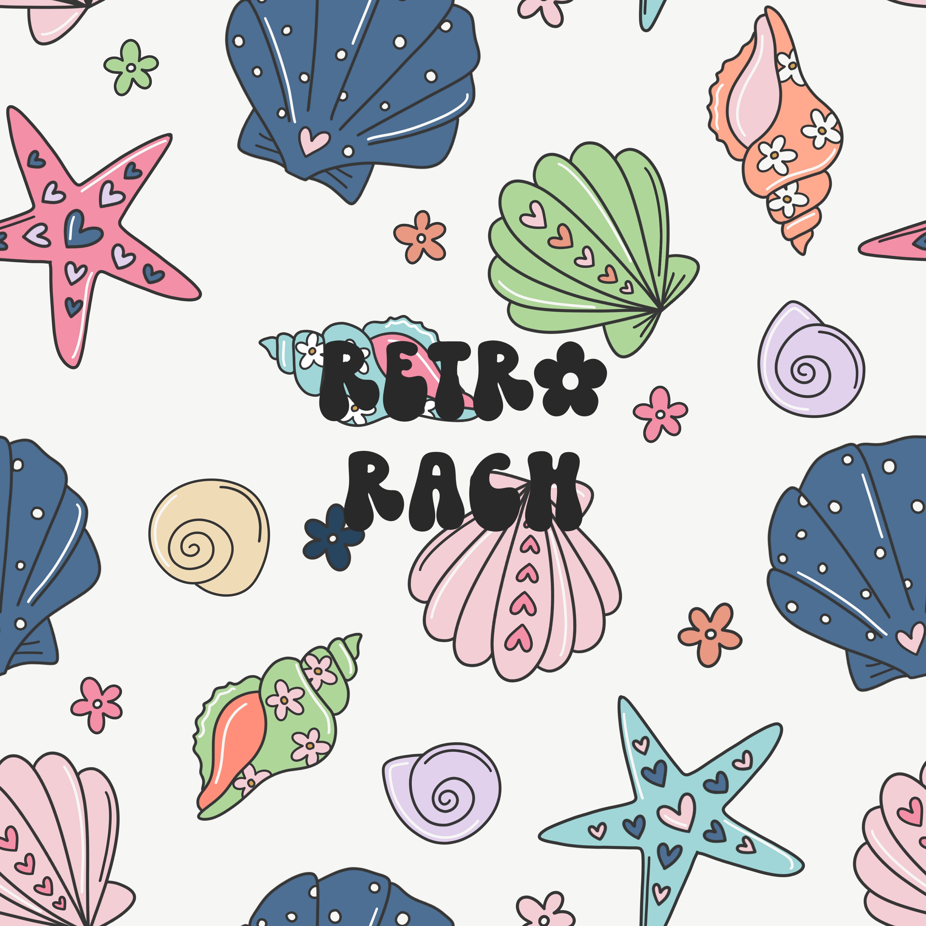 Retro Seashells Seamless Repeating Pattern - Retro Summer Fabric Design ...