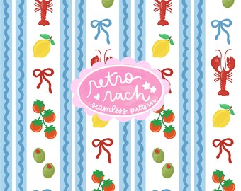 La Dolce Vita Seamless Pattern - Italian Summer retro fabric design for sublimation - trendy