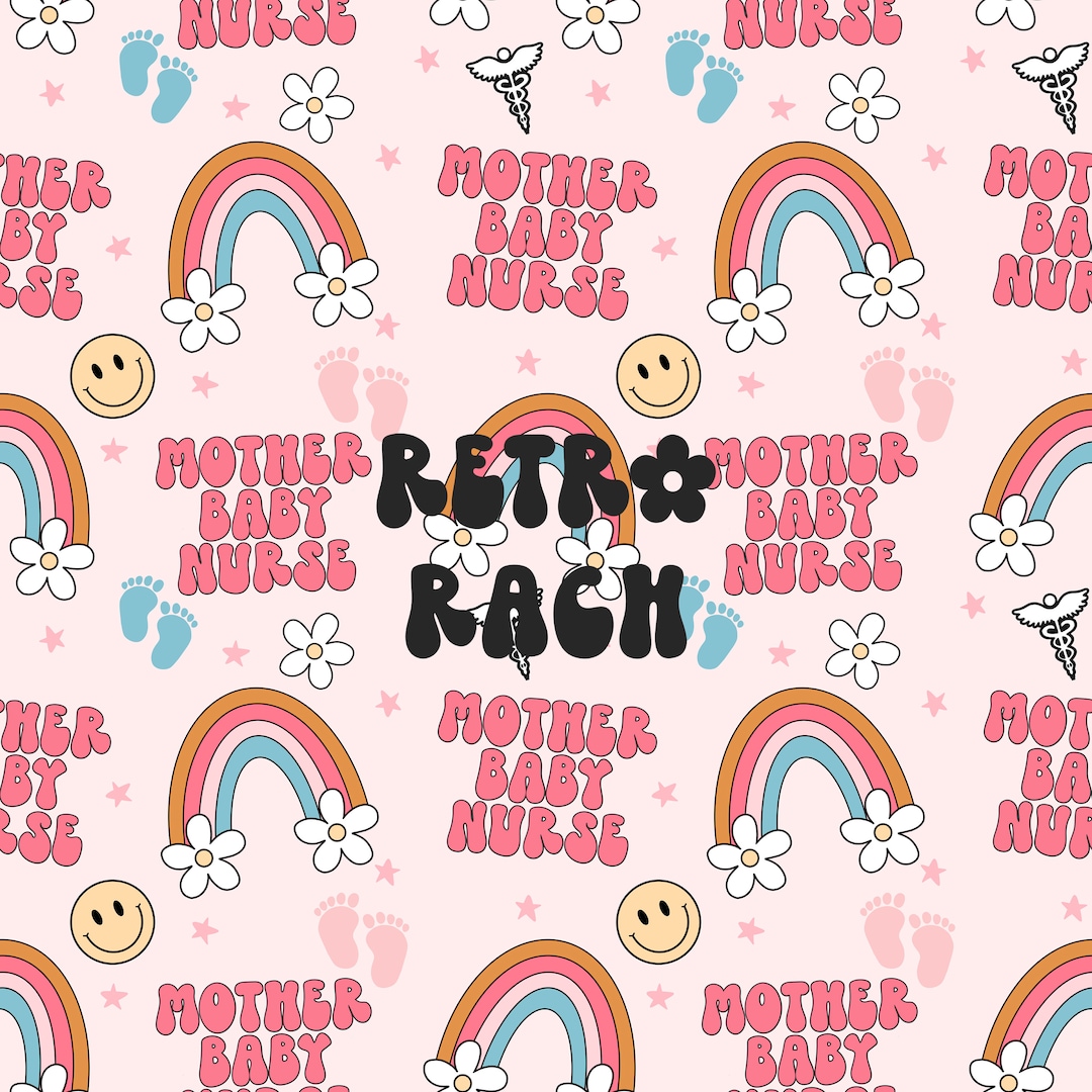 Mother Baby Nurse Seamless Repeating Pattern - Retro Fabric Design for ...