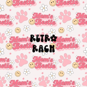 Dog Mom's Bestie naadloos herhalend patroon - retro stofontwerp voor sublimatie