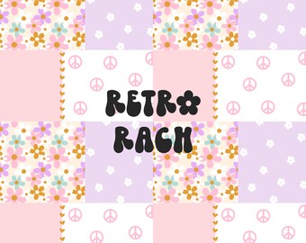 Patchwork seamless repeating pattern - retro floral fabric design for sublimation