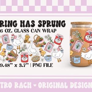 Våren har sprungit muggfil - 473 ml. Libbey glasburkdesign för sublimering - retro och trendig originalkonst