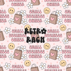 Small business owner seamless repeating pattern - retro fabric design for sublimation