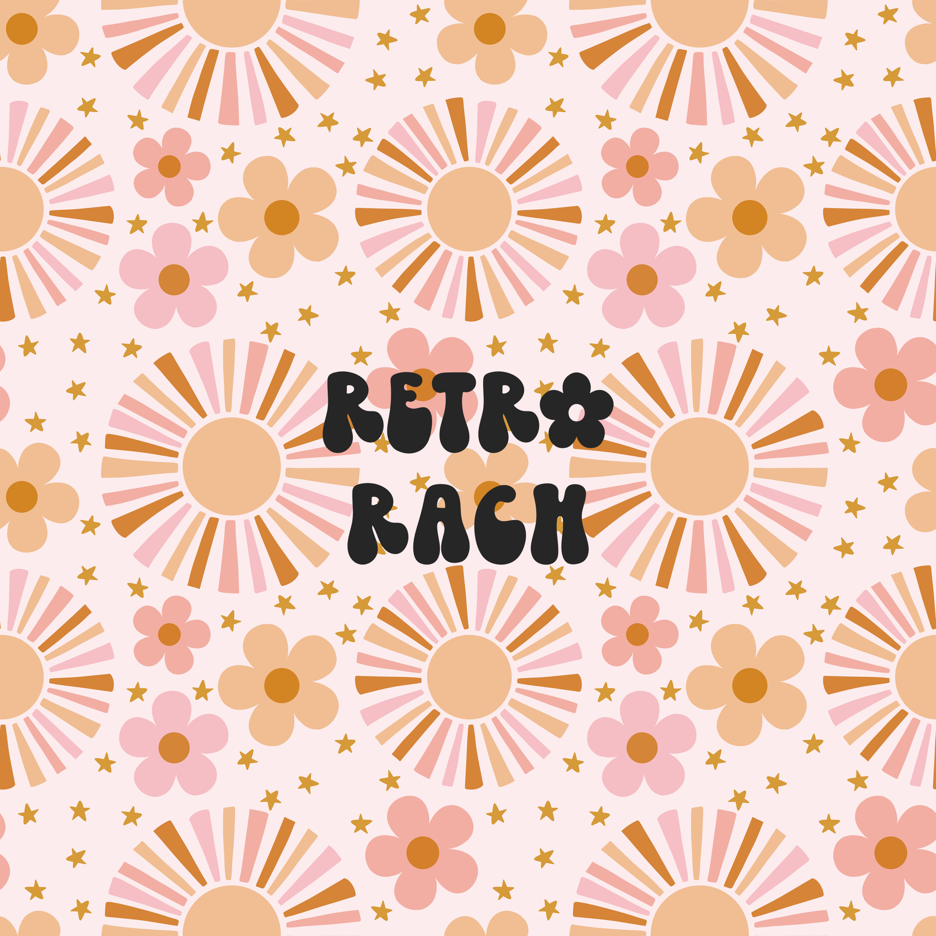 Boho sun seamless repeating pattern - retro fabric design for sublimation