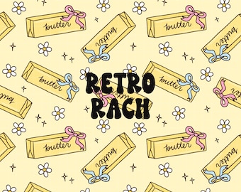 Butter Yellow Seamless Pattern - retro coquette fabric design for sublimation - cottagecore