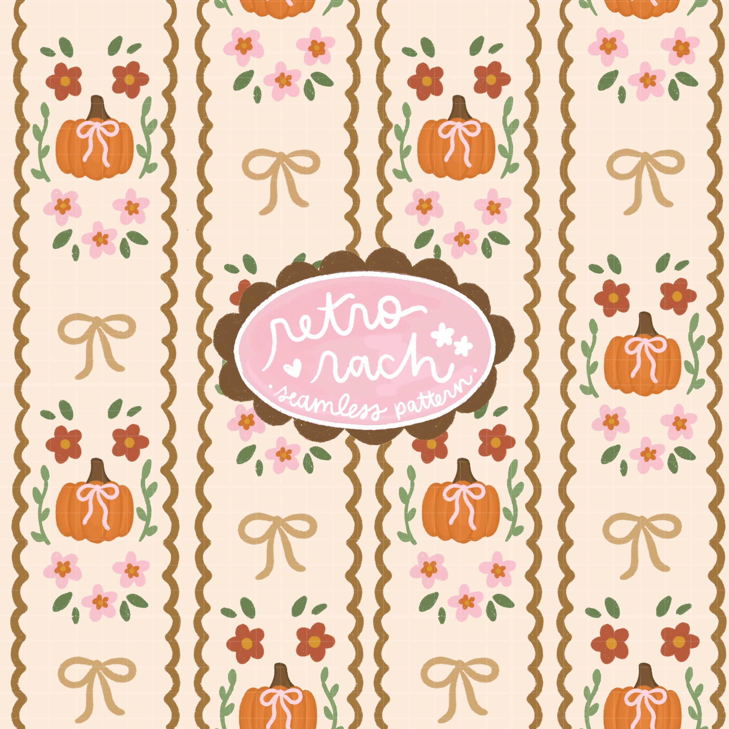 Coquette Fall Seamless Pattern - Retro Fall & Halloween Fabric Design ...