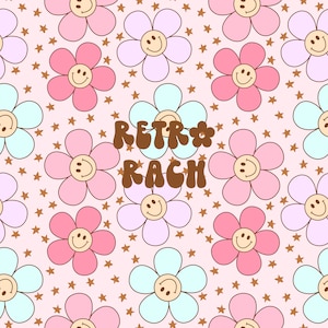 Summer smilies seamless repeating pattern - retro fabric design for sublimation