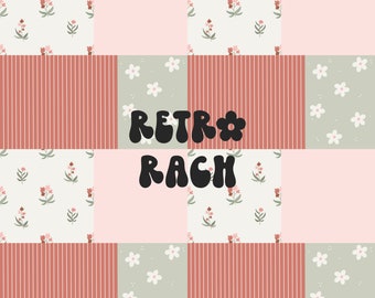 Patchwork seamless repeating pattern - retro floral fabric design for sublimation