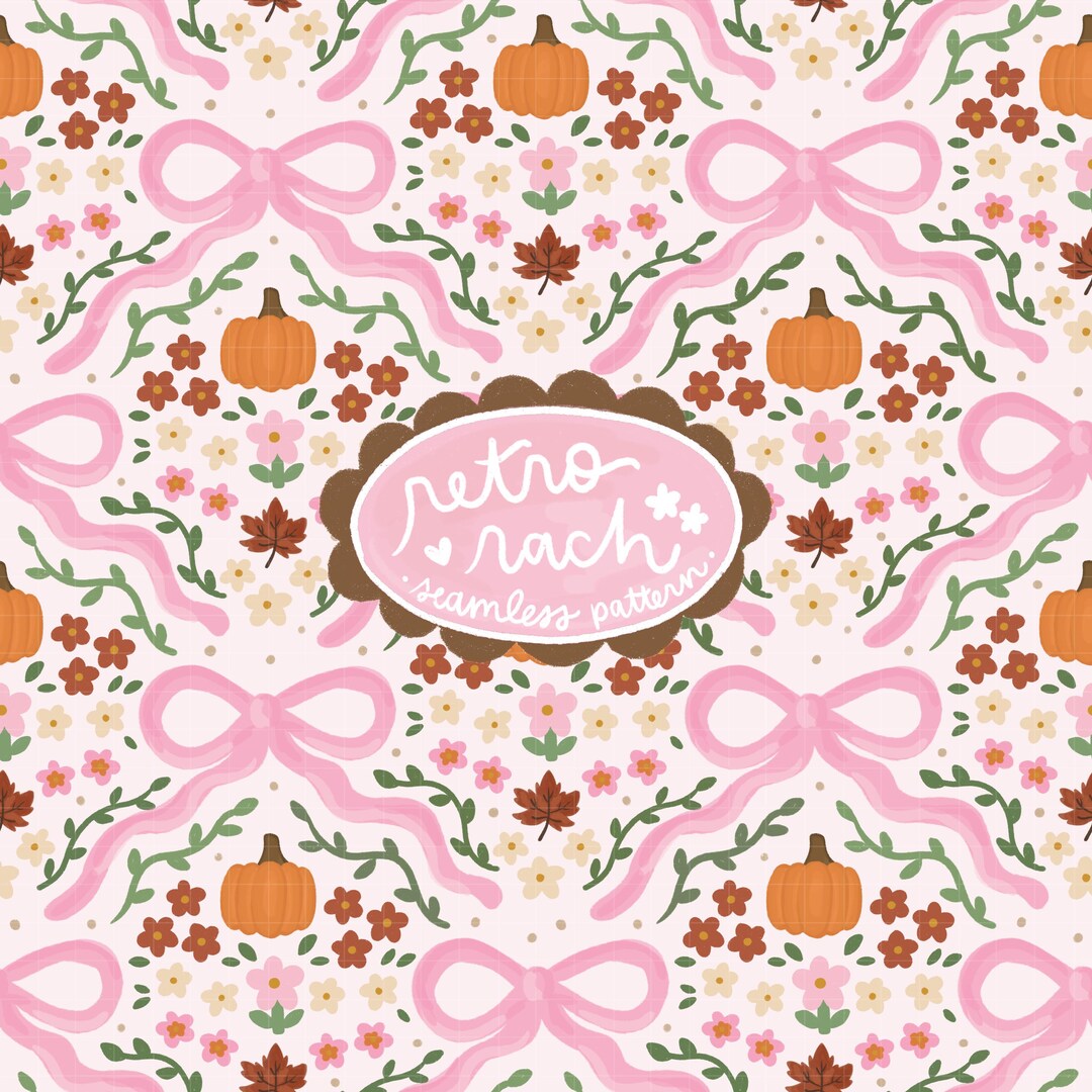 Coquette Fall Bows Seamless Pattern - Retro Fall & Halloween Fabric ...