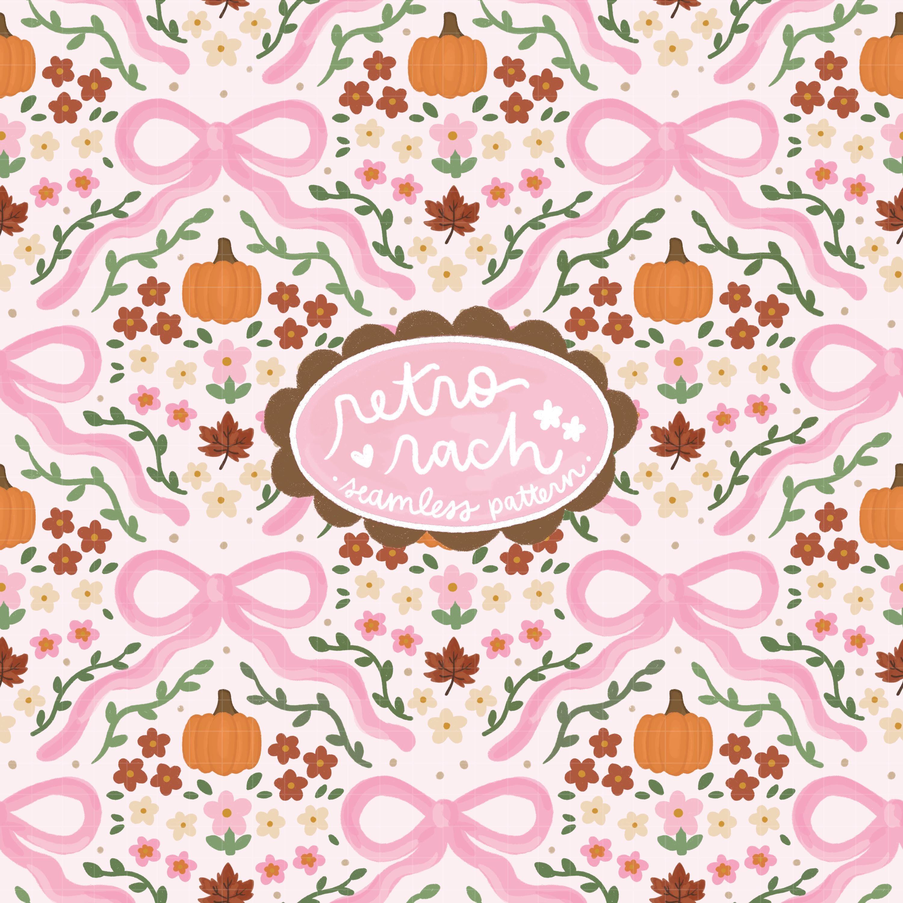 Coquette Fall Bows Seamless Pattern - Retro Fall & Halloween Fabric ...