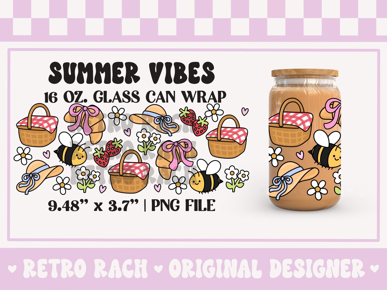 Summer Vibes Cup Wrap - 16 OZ Glass Can Wrap File - PNG File for ...