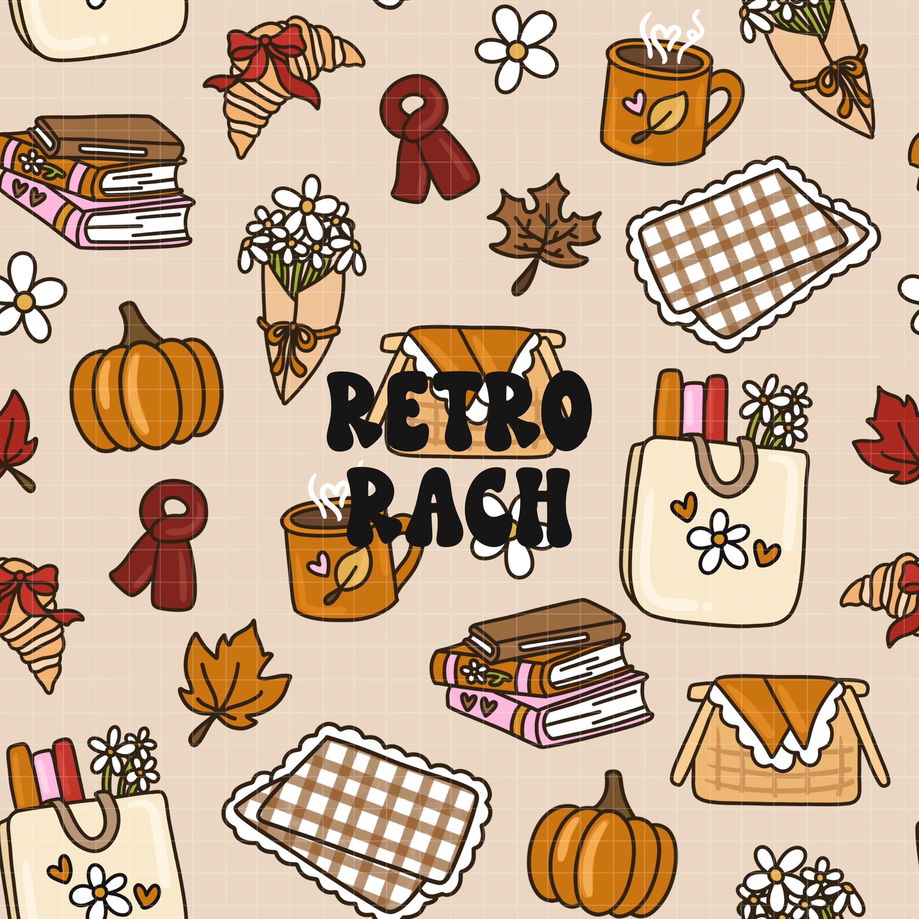 Cozy Fall Picnic Seamless Pattern - Retro Fall & Halloween Fabric ...