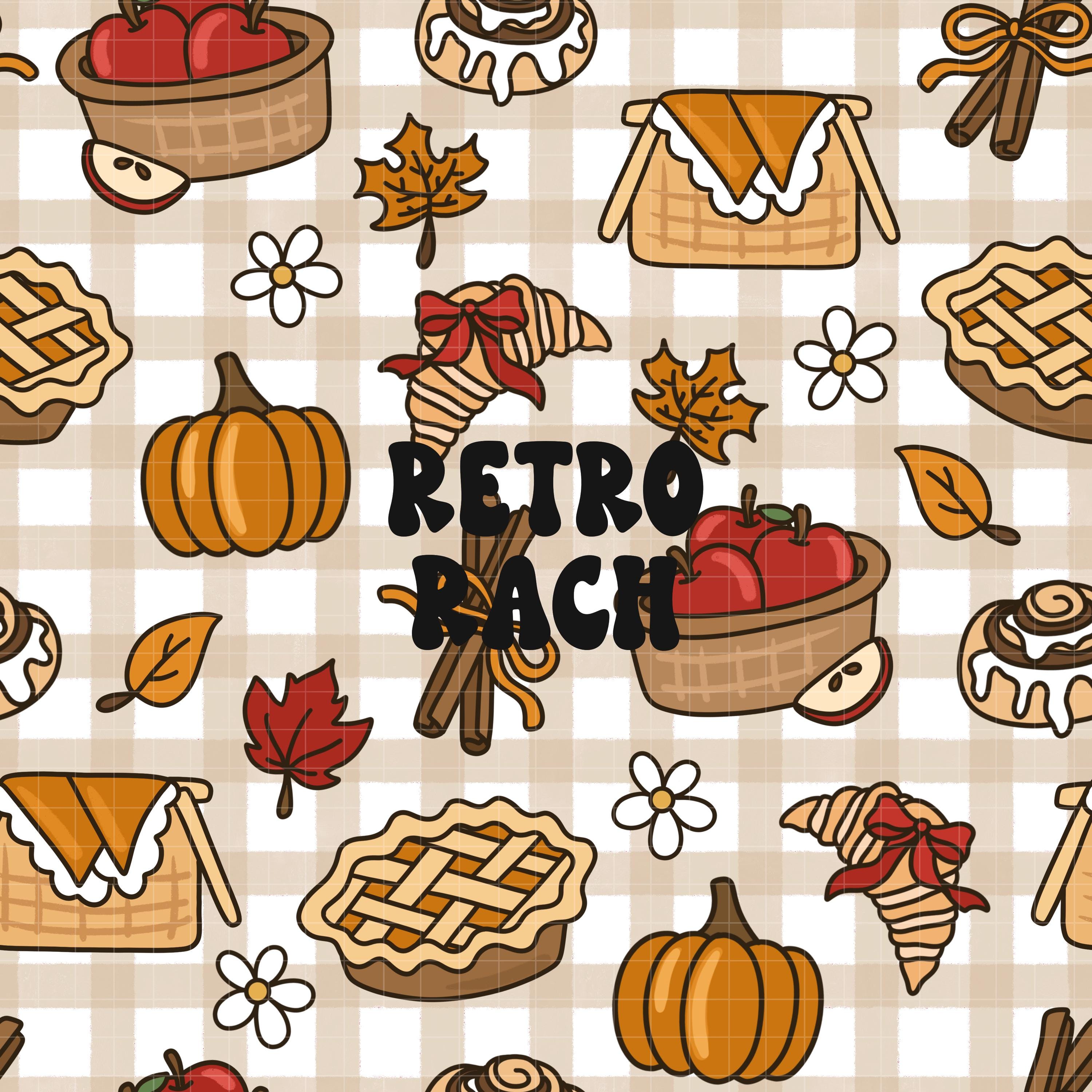 Cozy Fall Gingham Seamless Pattern - Retro Fall & Halloween Fabric ...