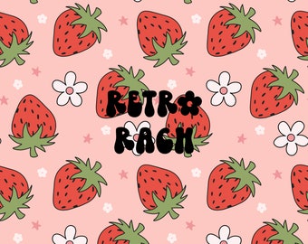Strawberry seamless repeating pattern - retro fabric design - Valentine’s Day instant download