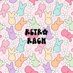 Easter candy seamless repeating pattern - retro Easter fabric design for sublimation