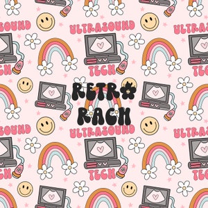 Ultrasound tech seamless repeating pattern - retro fabric design for sublimation